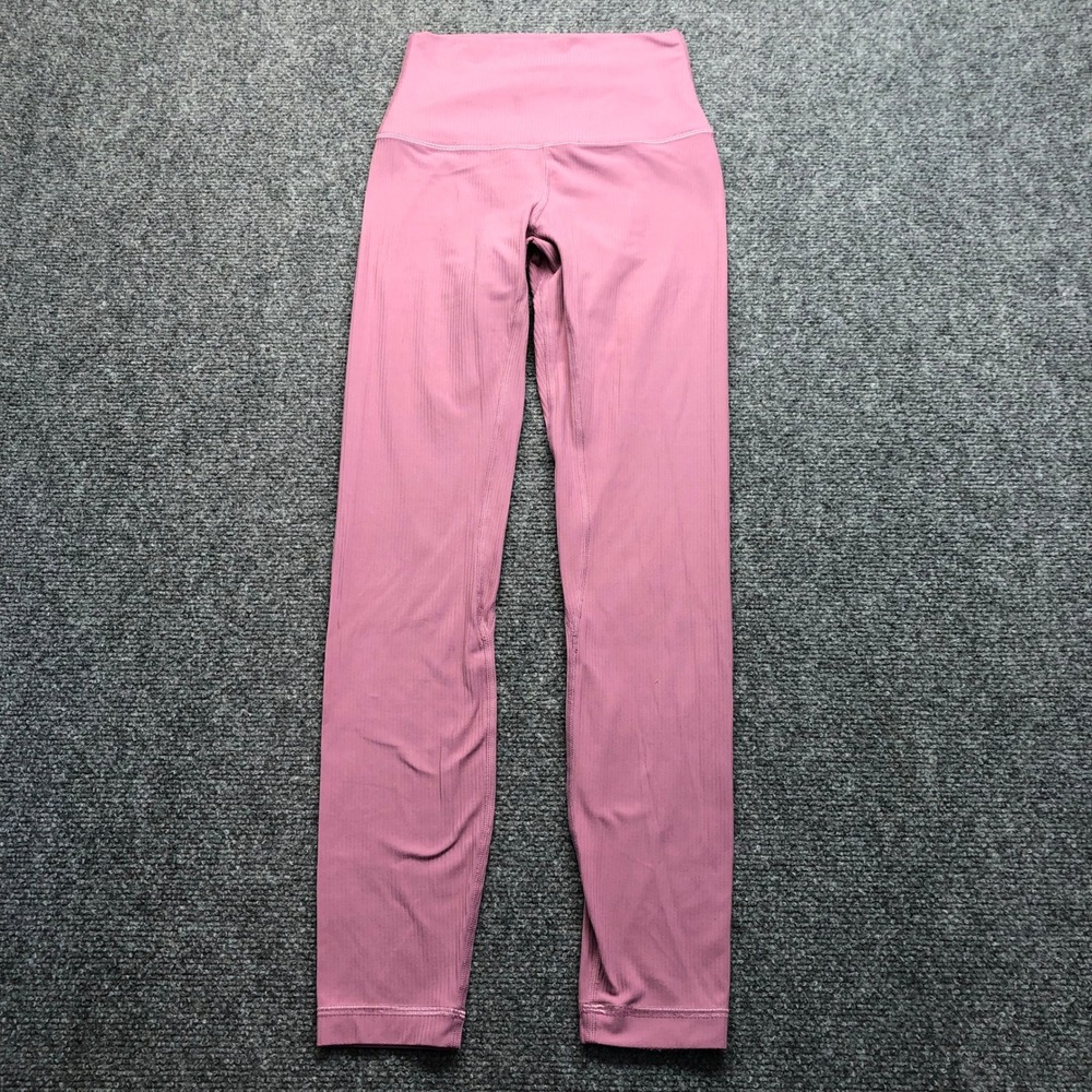 Lululemon Align High-Rise Ribbed Pant 23 Mauve Pink Yoga Leggings Size 2